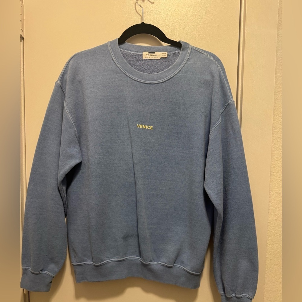 Topman Men’s Extra Small ‘Venice’ Blue Crewneck LS  - XS